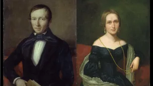 Portretter av Peter Jonas Collett og Camilla Collett malt av Johan Gørbitz