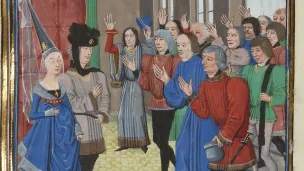 Illustrasjon av lordene som hyller hertugen og hertuginnen i Bretagne