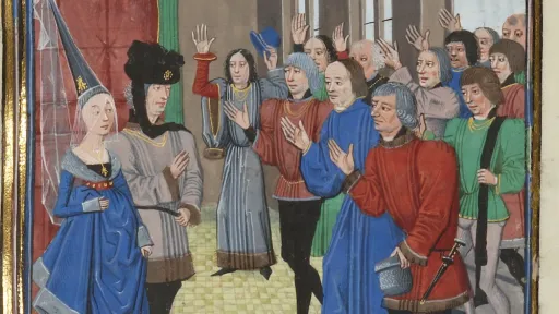 Illustrasjon av lordene som hyller hertugen og hertuginnen i Bretagne