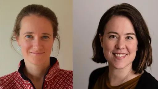 Potrettfotografier av Sofia Moratti og Siri Øyslebø Sørensen satt sammen til ett bilde