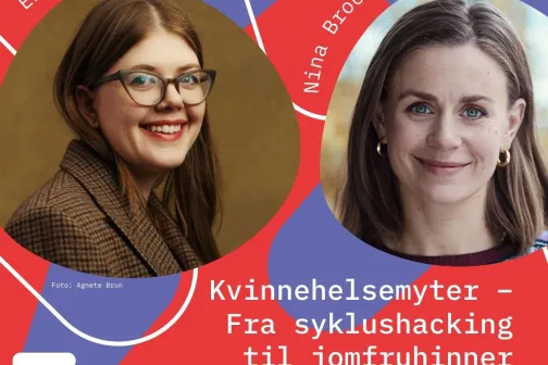 Ellen Støkken Dahl og Nina Brochmann på plakat om seminaret "Kvinnehelsemyter"